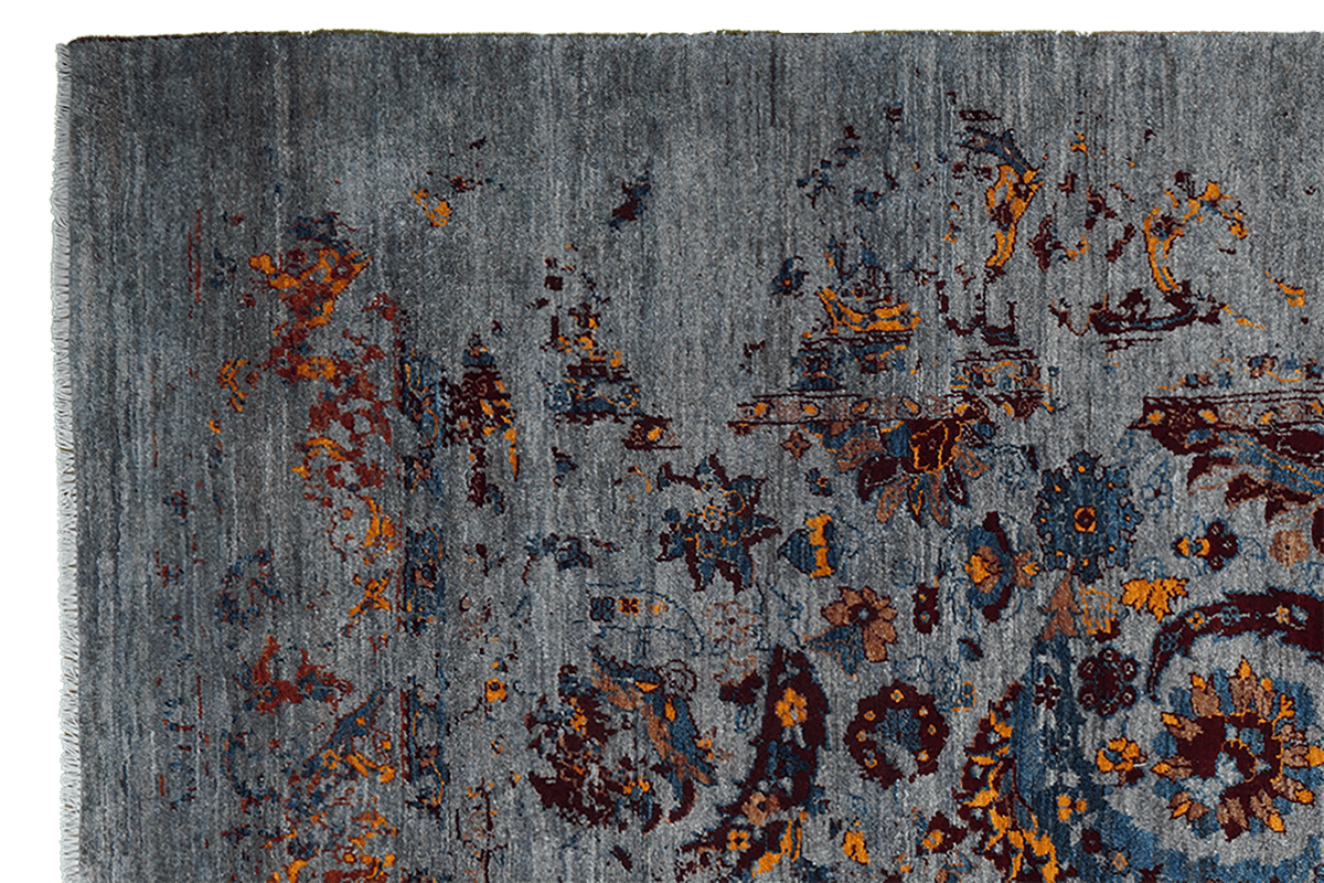 Vintage Teppich Rizbaf 292x193cm bunt Naturmotive