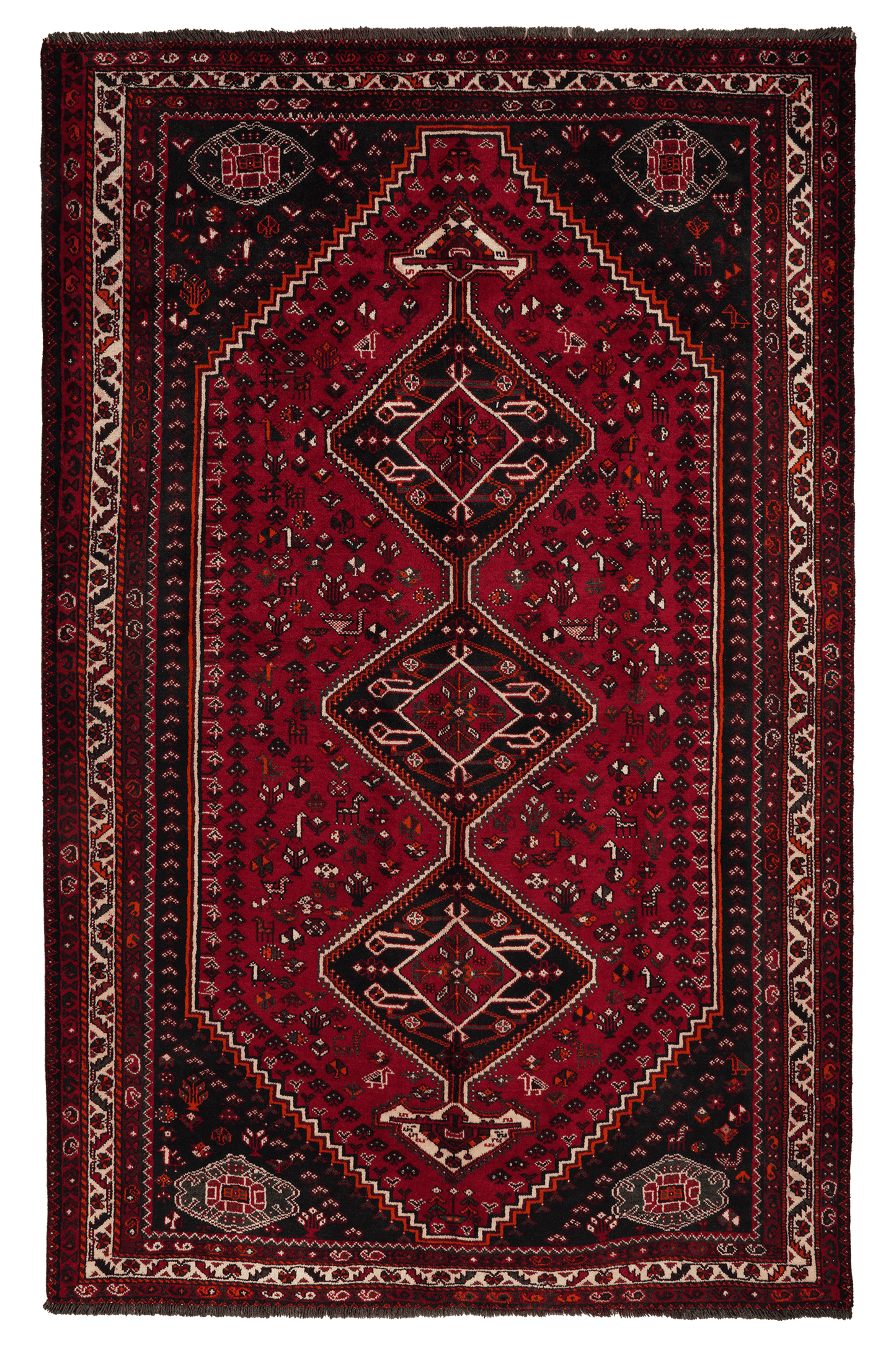 Vintage carpet Gashgai 281x180cm colorful nature motif