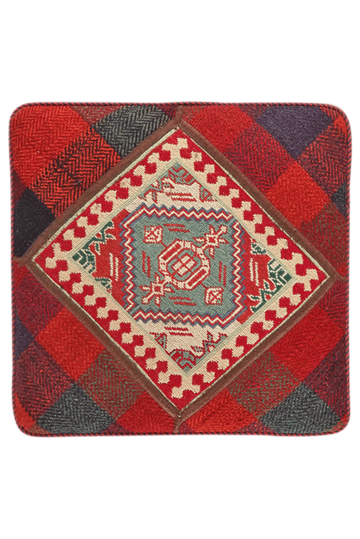 Handgefertigter Kelim Pouf 47x47cm bunt
