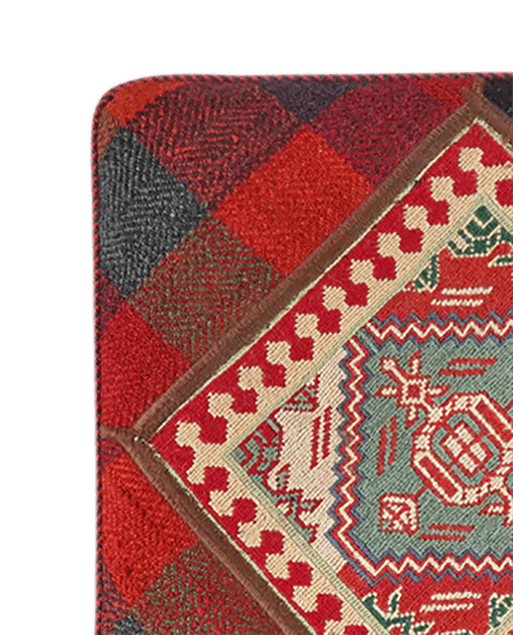 Handgefertigter Kelim Pouf 47x47cm bunt