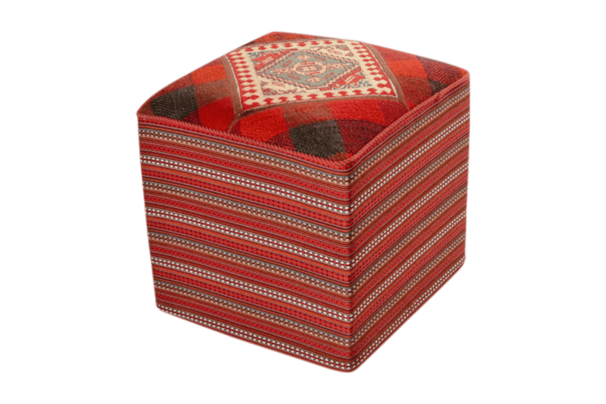 Handgefertigter Kelim Pouf 47x47cm bunt