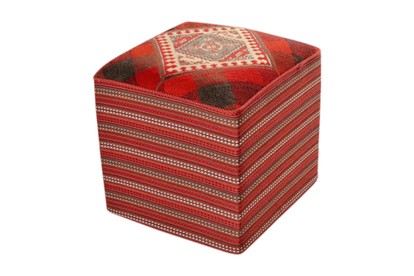 Handgefertigter Kelim Pouf 47x47cm bunt