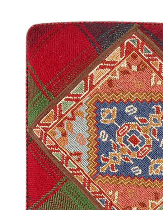 Handgefertigter Kelim Pouf 47x47cm bunt