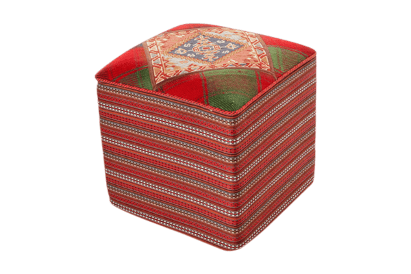 Handgefertigter Kelim Pouf 47x47cm bunt