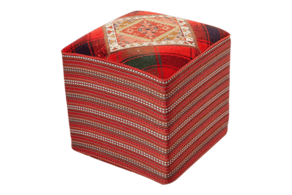 Handgefertigter Kelim Pouf 47x47cm bunt