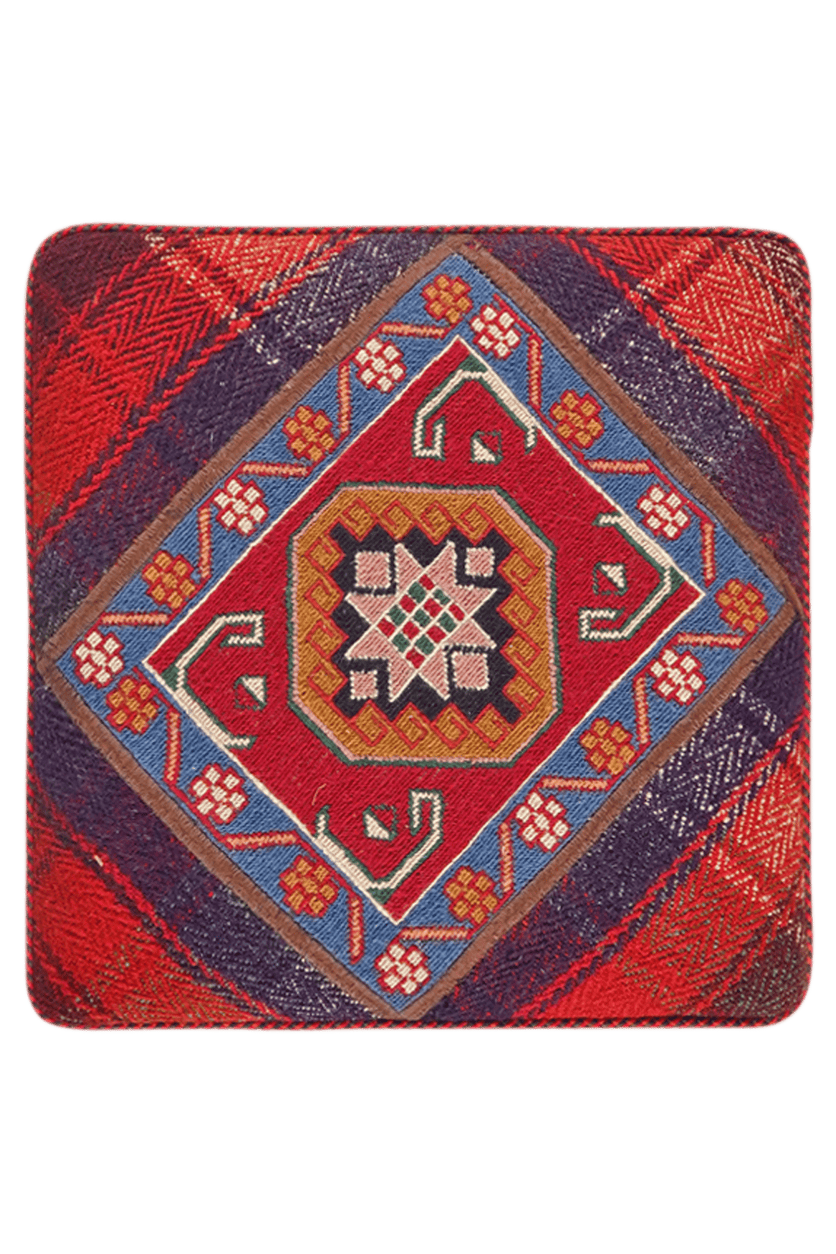 Handmade Kelim Pouf 47x47cm colorful new