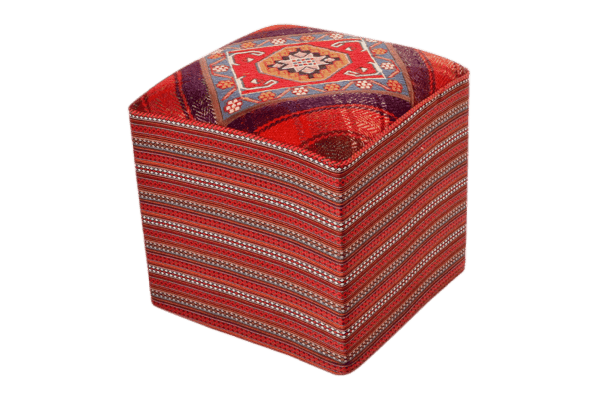 Handmade Kelim Pouf 47x47cm colorful new