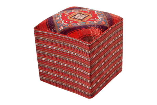 Handmade Kelim Pouf 47x47cm colorful new