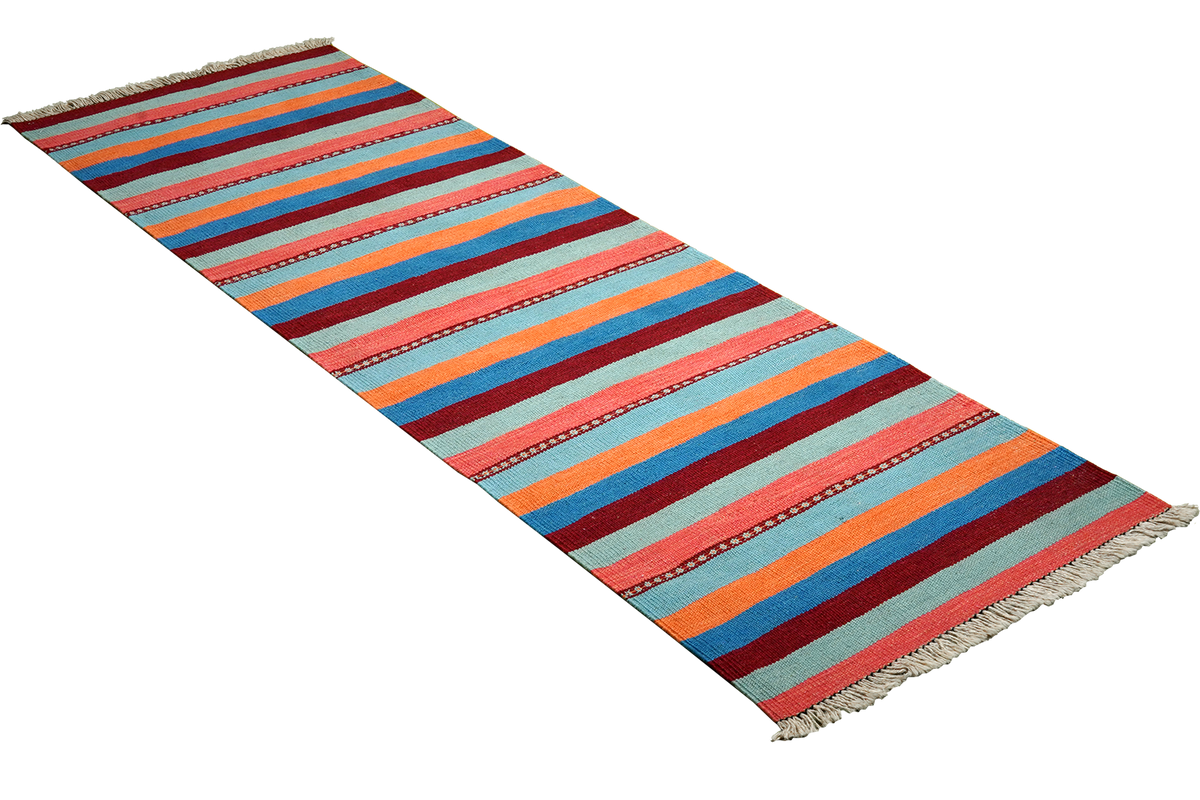 Vintage carpet Kilim Gashgai colorful 195x61cm