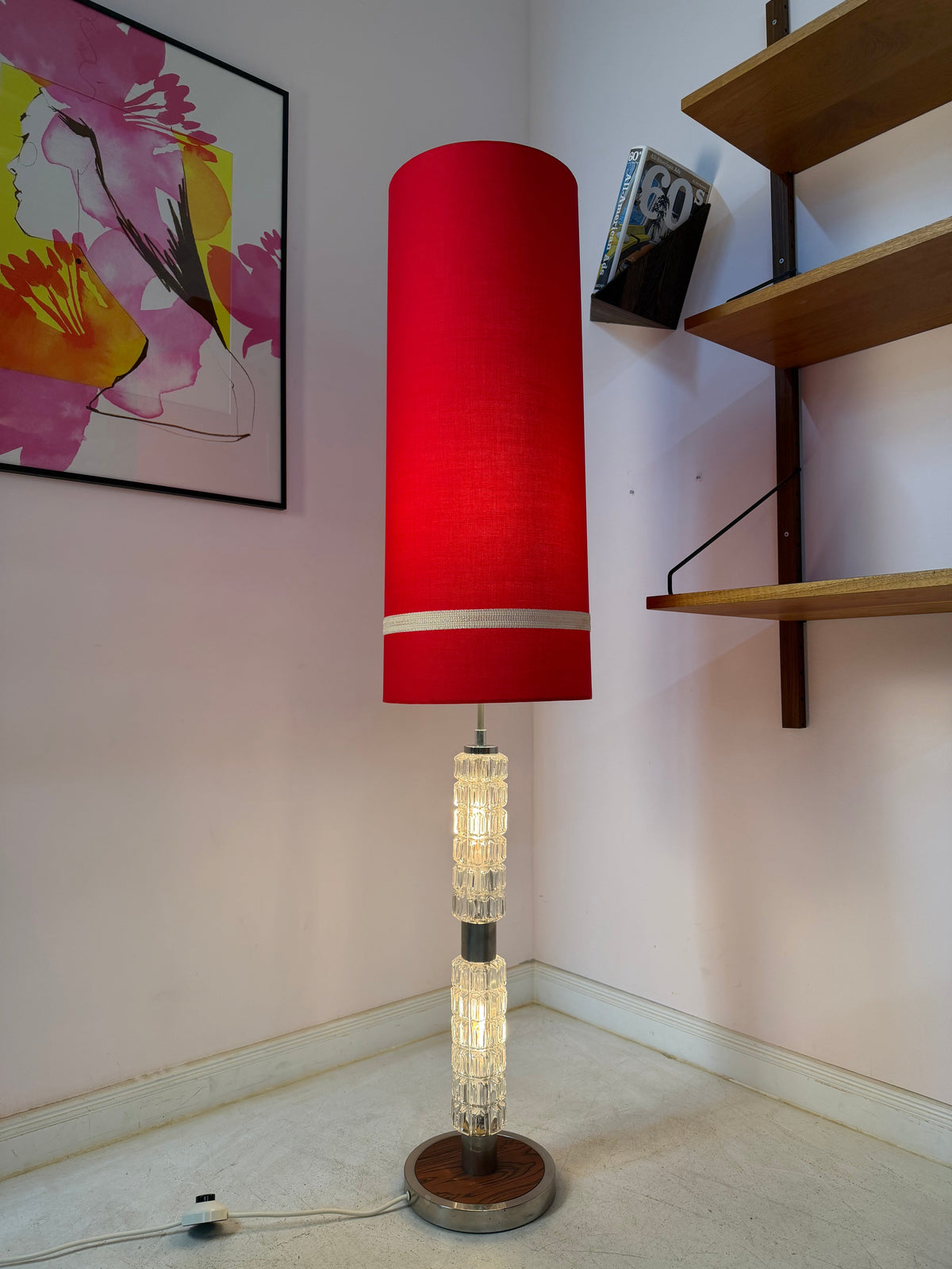 Vintage Stehlampe Space Age Chrom und Glas von Fischer Leuchten