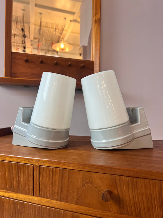 Vintage Wandlampe Modell 6070 von Sigvard Bernadotte für Ifö Set von 2 hellgrau