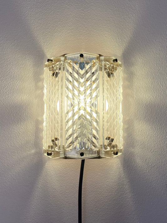Vintage Wandlampe Messing und Glas von Wiktor Berndt für Flygsfors