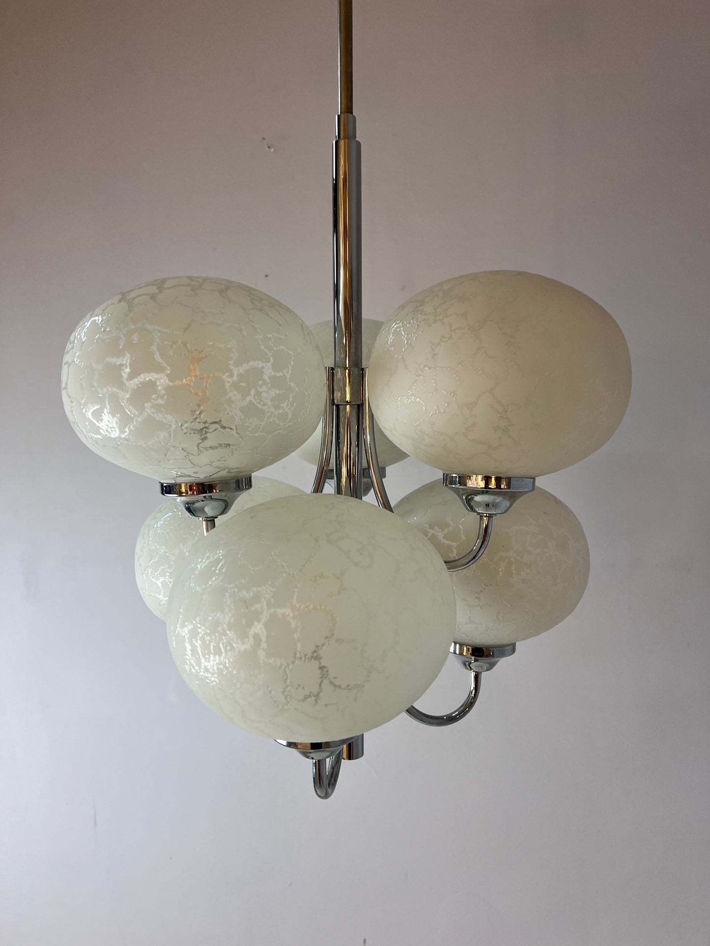 Vintage Kronleuchter mit 6 Kugeln von Richard Essig für Hustadt