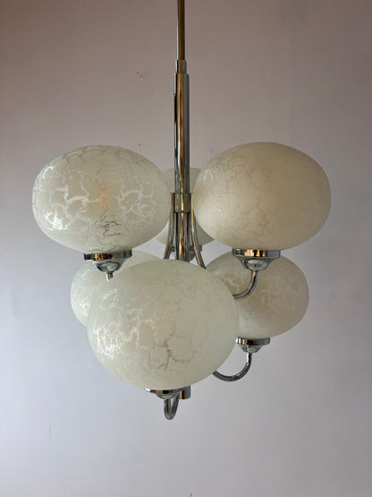 Vintage Kronleuchter mit 6 Kugeln von Richard Essig für Hustadt