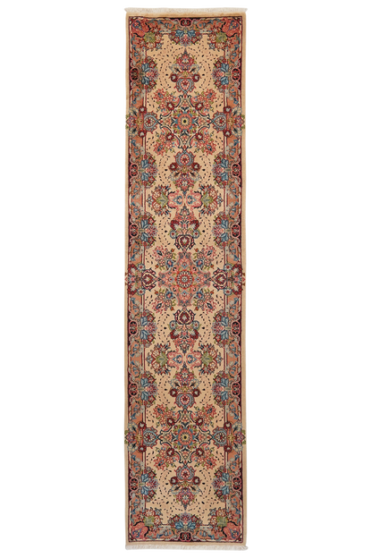 Vintage Sarough carpet 300x70cm colorful natural motifs