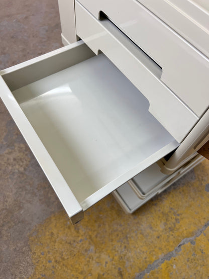 Vintage Rollwagen Stile von Giovanni Pelis für Neolt, cremeweiß, Schloss mit Schlüssel