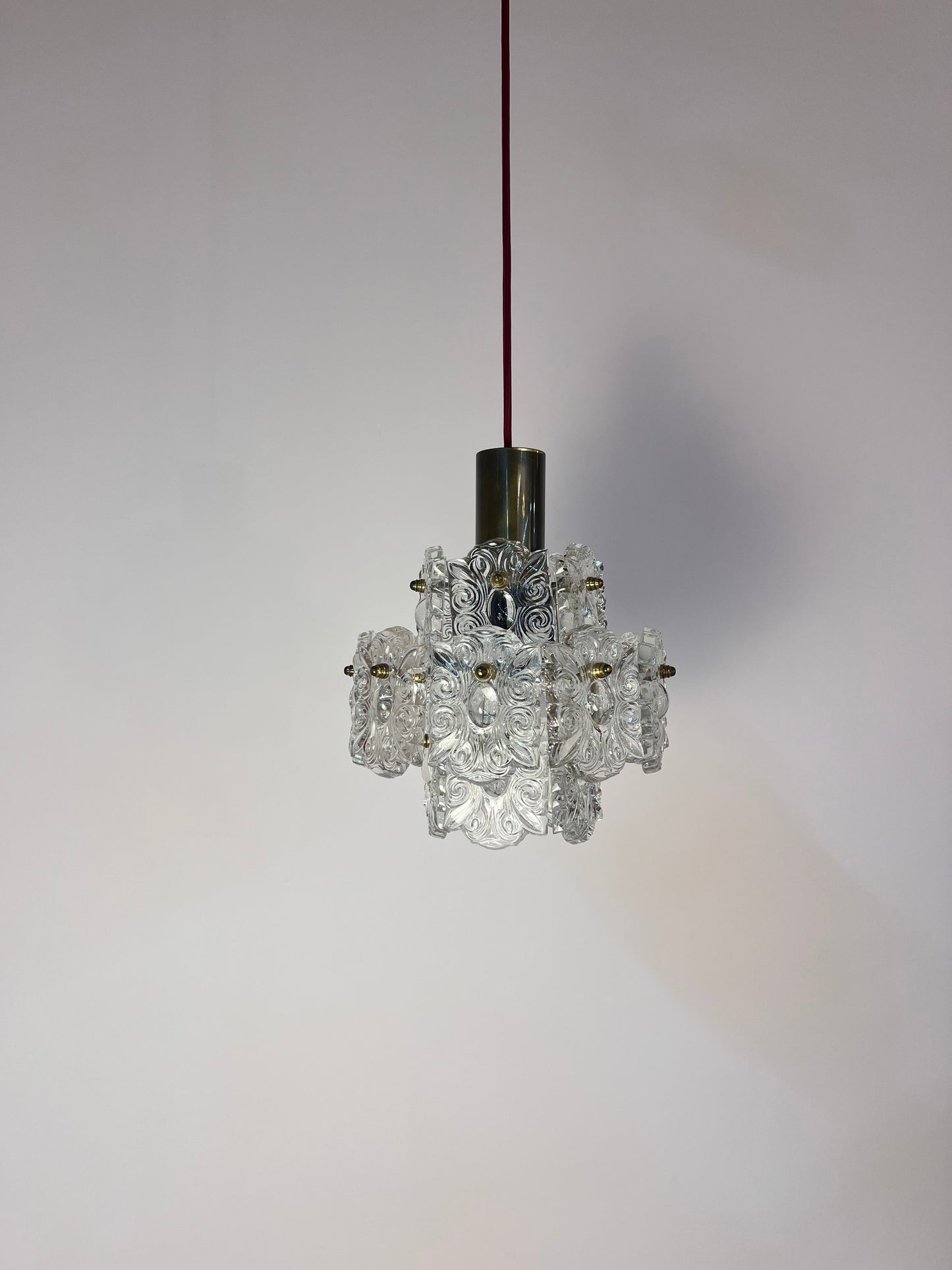 Vintage Hängelampe Kristallglas von Kinkeldey
