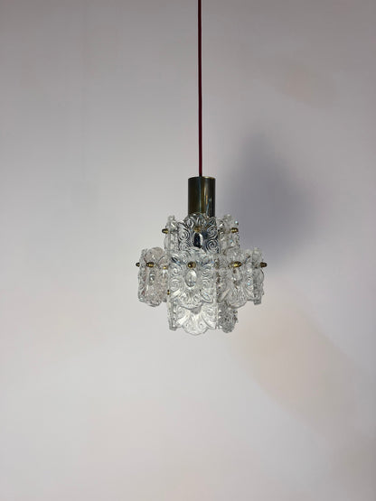 Vintage Hängelampe Kristallglas von Kinkeldey