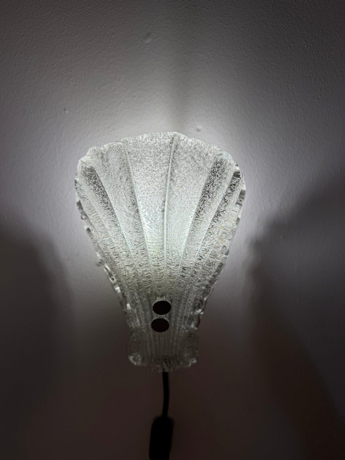 Vintage Wandlampe Muschel Glas von Sölken
