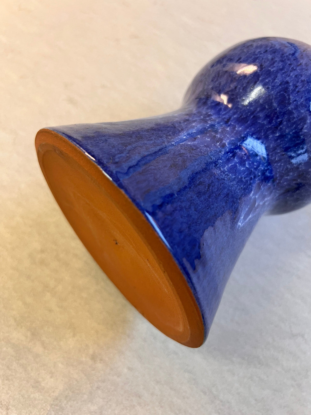 Vase vintage en céramique bleue de VEB Töpferhof Römhild GDR
