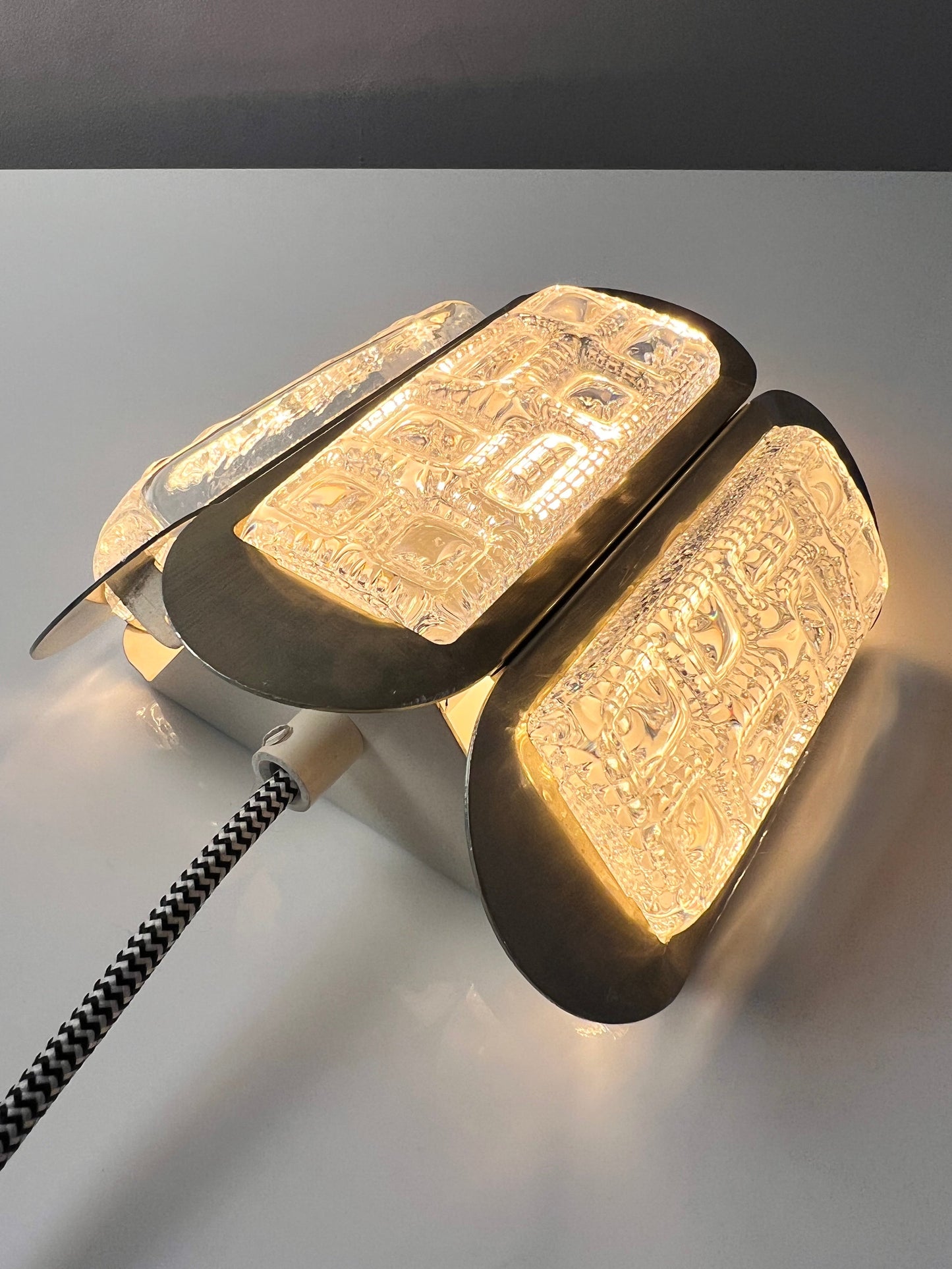 Vintage Wandlampe von Vitrika für Vitrika Gold Transparent