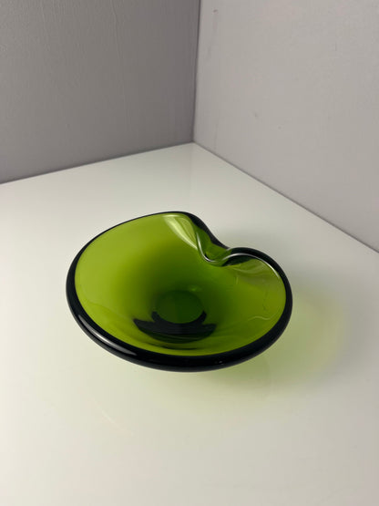 Vintage Aschenbecher grün Glas von Holmegaard