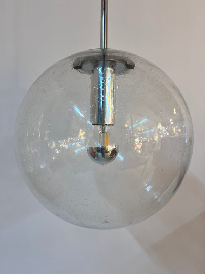 Bubble Glass and Chrome Sphere Lamp by Glashütte Limburg