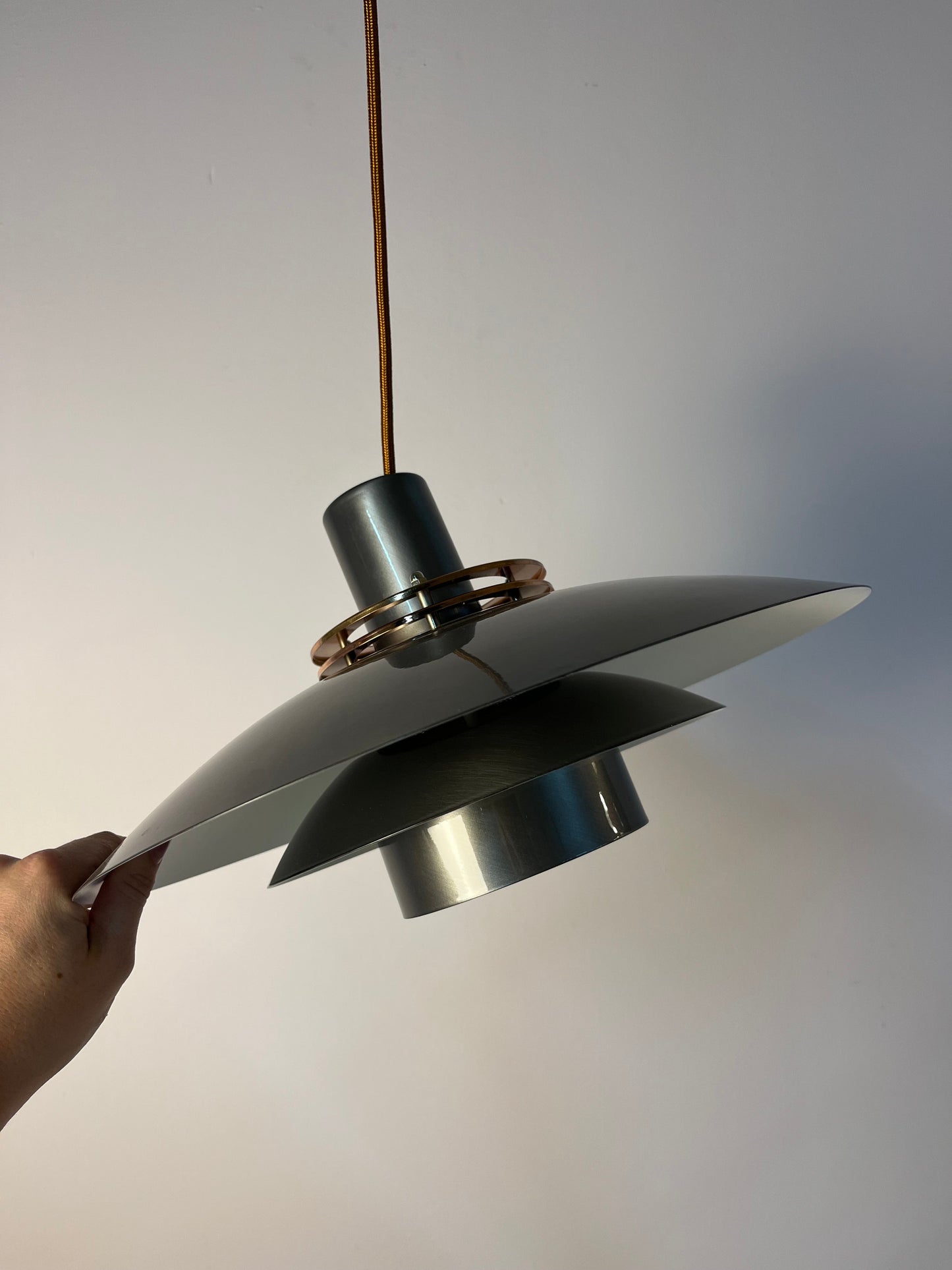 Vintage Hängelampe "Leto" silber-kupfer von Top Lamper