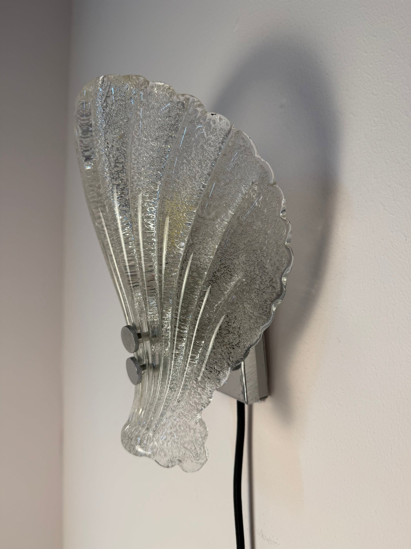 Vintage Wandlampe Muschel Glas von Sölken
