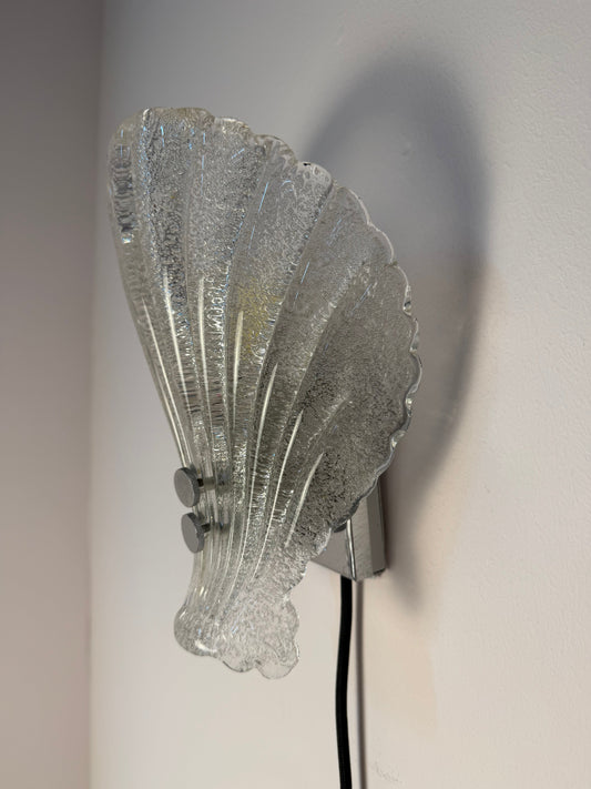 Vintage Wandlampe Muschel Glas von Sölken