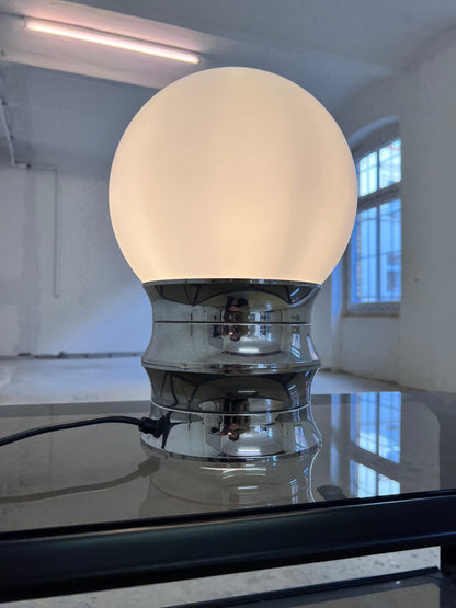 Vintage Tischlampe von VEB NARVA Chrom Opalglas