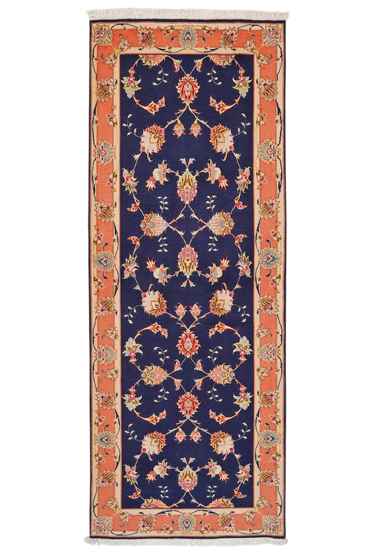 Vintage carpet Tabriz 50 Raj 200x75cm colorful nature inspired