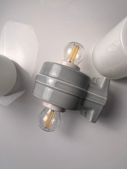 Vintage Wandlampe Modell 6065 von Sigvard Bernadotte für Ifö Electric grau, weiß