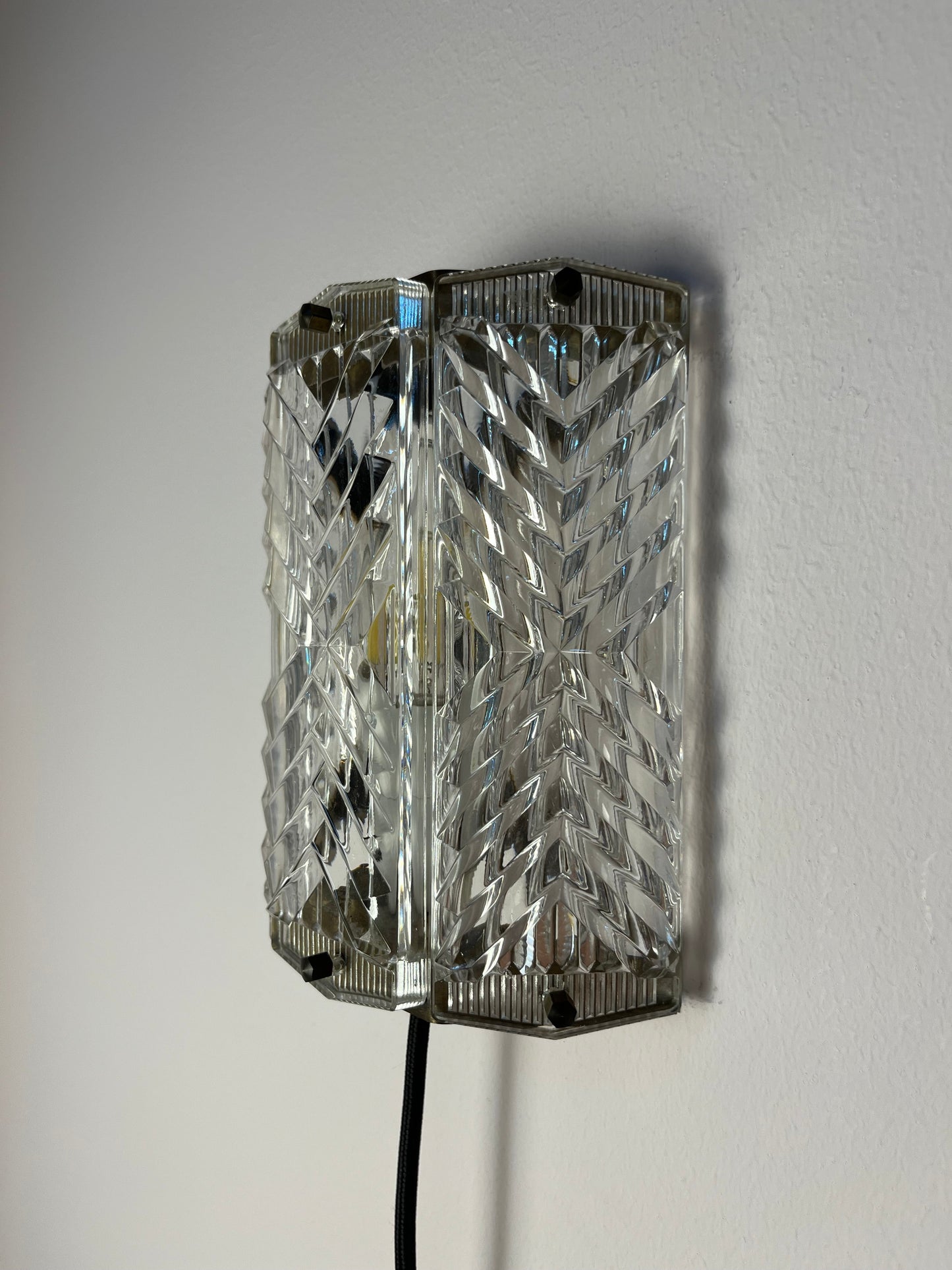 Vintage Wandlampe Messing und Glas von Wiktor Berndt für Flygsfors
