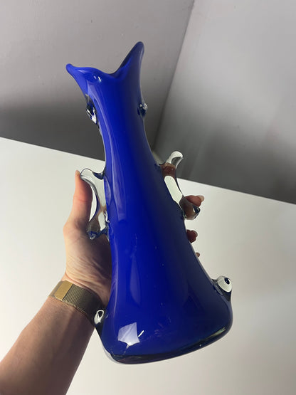 Vintage Vase Shark Fin blau von HSG Tarnowiec