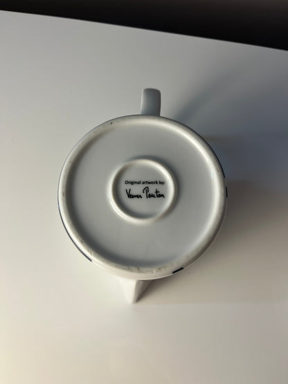 Vintage Teekanne "Geometry 1" von Verner Panton für Menu dunkelblau weiß
