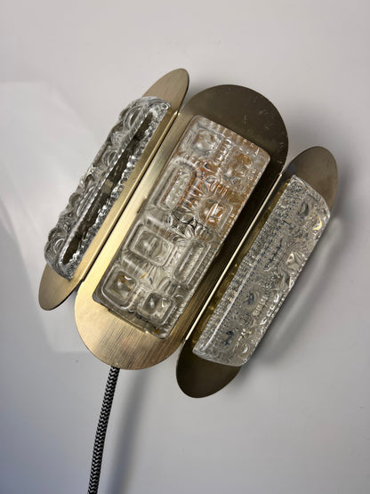 Vintage Wandlampe von Vitrika für Vitrika Gold Transparent