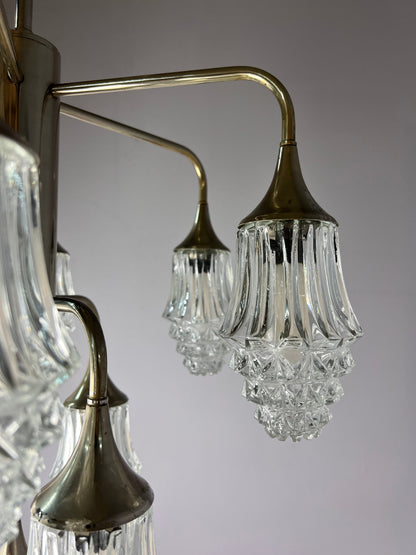 Vintage Kronleuchter Glas von Richard Essig 10-flammig