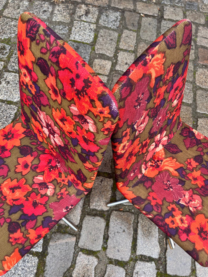 2x Drehstuhl rot floral von EKA Wohnmöbel