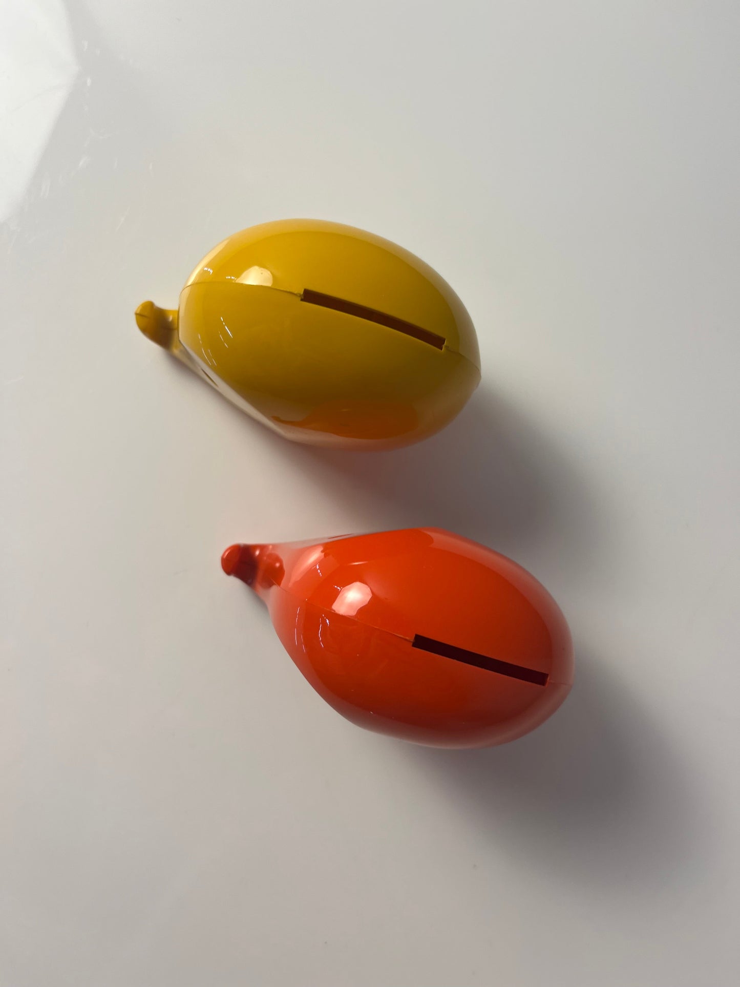 Vintage Spardose Drumbo Set von 2 von Luigi Colani für Dresdner Bank gelb rot