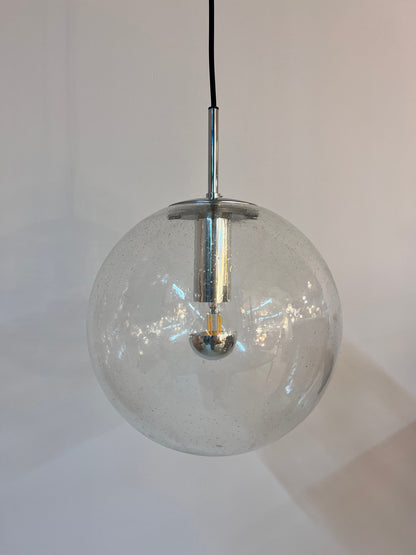 Vintage Kugellampe aus Bubbleglas und Chrom von Glashütte Limburg