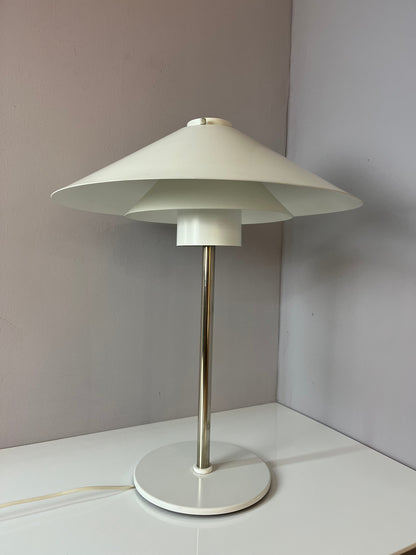 Vintage Tischlampe Trapez von Christian Hvidt für Nordisk Solar weiß orange