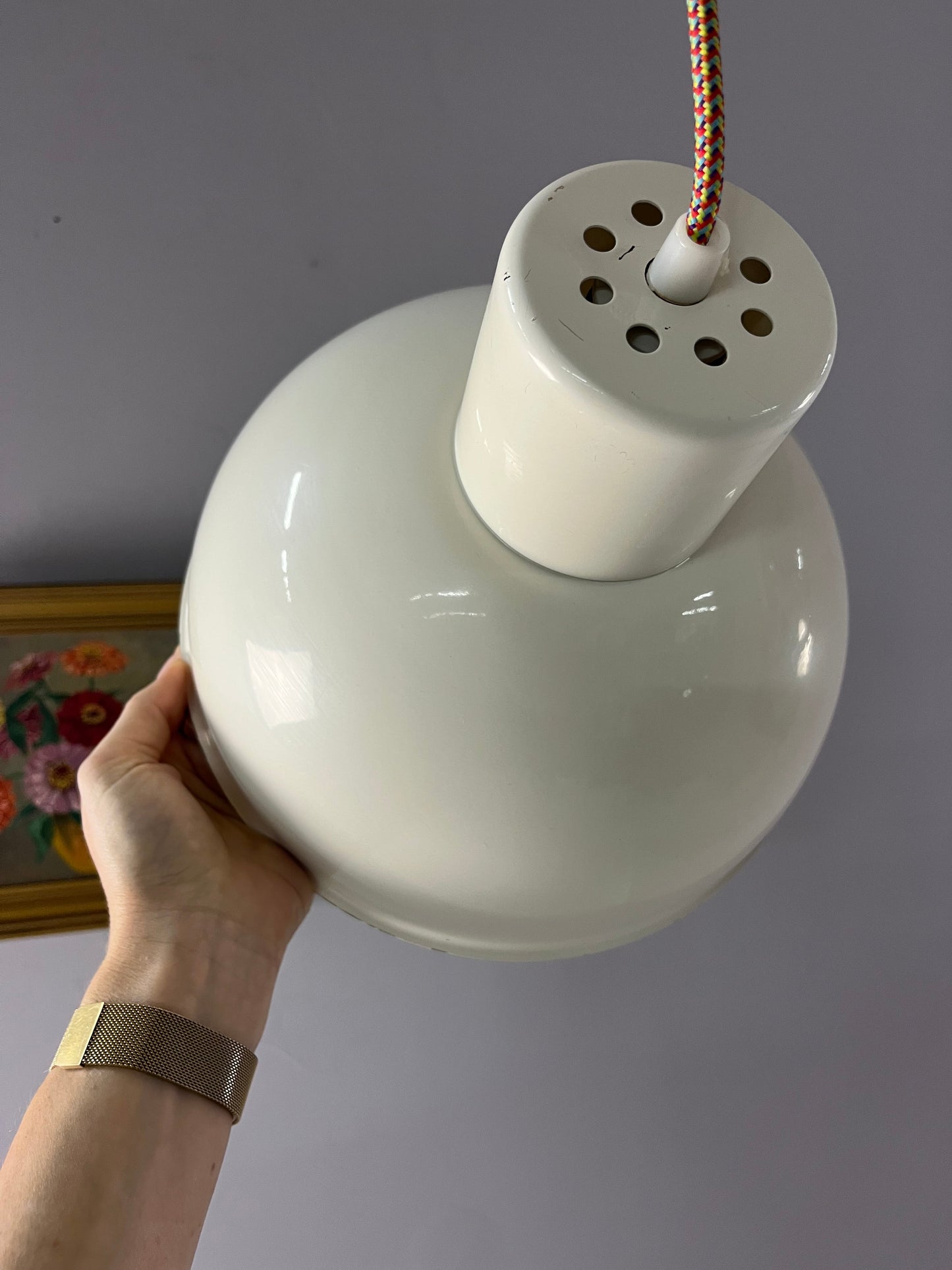 Vintage Hängelampe Bunker weiß von Jo Hammerborg für Fog und Mørup