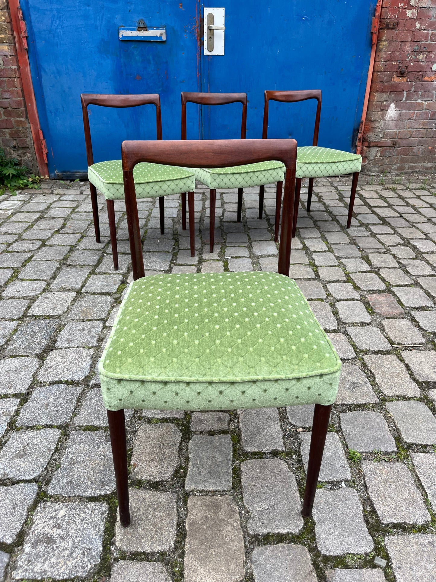 4x upholstered chair green rosewood