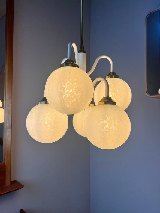 Vintage Kronleuchter mit 6 Glaskugeln 70er