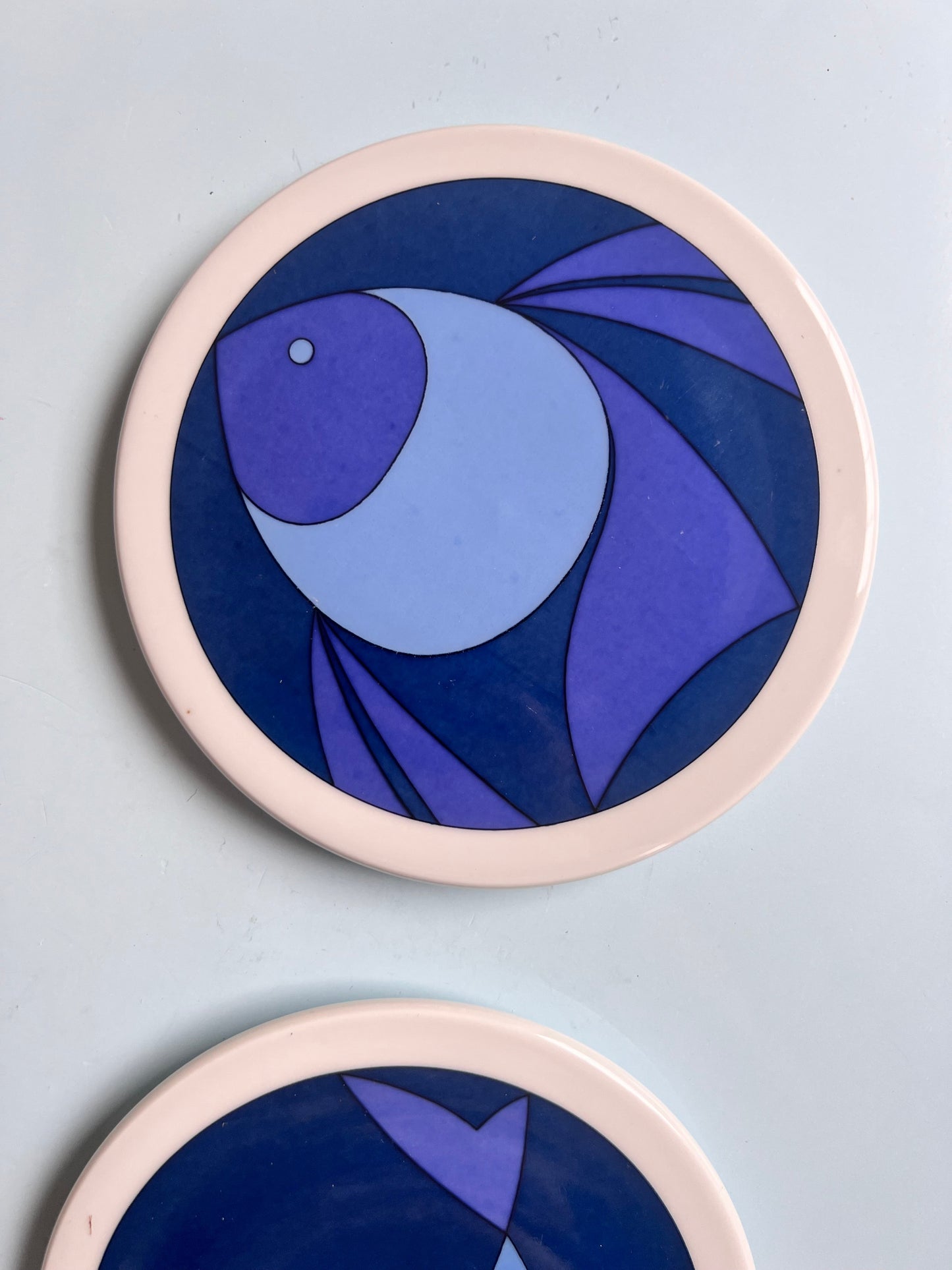 Lot de 2 assiettes de collection vintage bleues par Ib Antoni pour Bing &amp; Grøndahl