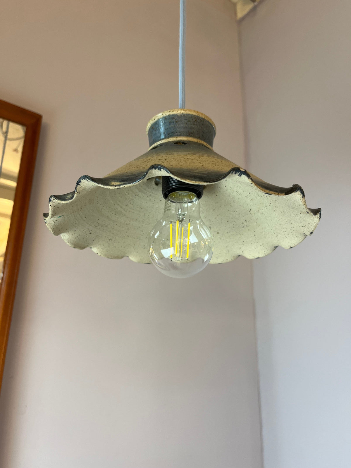 Lampe suspendue vintage en céramique bleue du Danemark