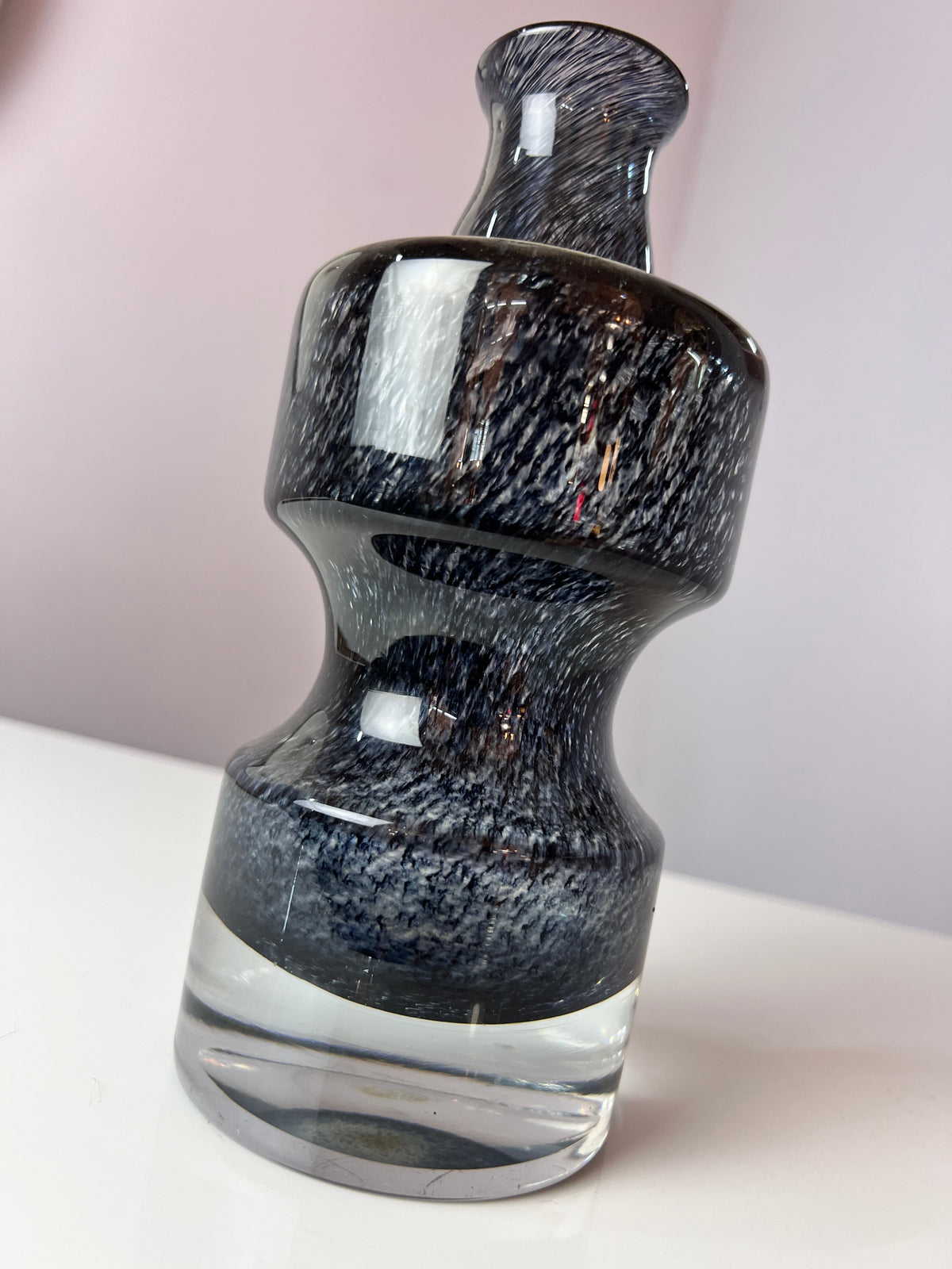 Vintage Vase grau von Bo Borgström für Åseda Glasbruk