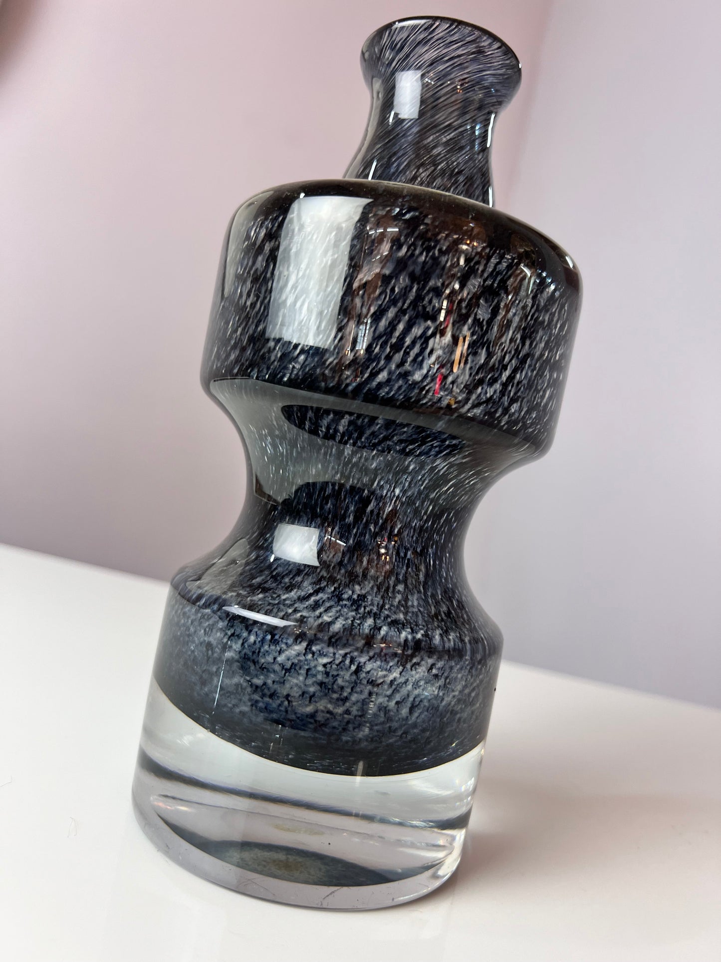 Vintage Vase grau von Bo Borgström für Åseda Glasbruk