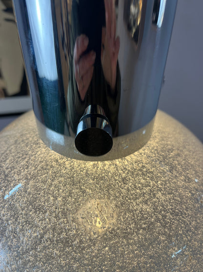 Vintage Hängelampe Chrom Eisglas von Herbert Proft für Glashütte Limburg